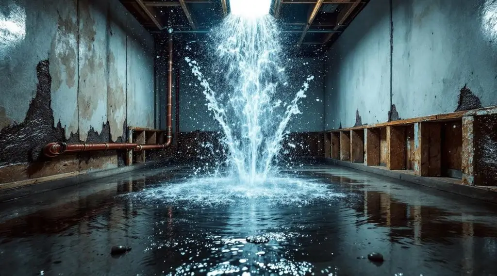 Professional restoration technician using a heavy-duty water extractor on a flooded hallway in a Garland home.