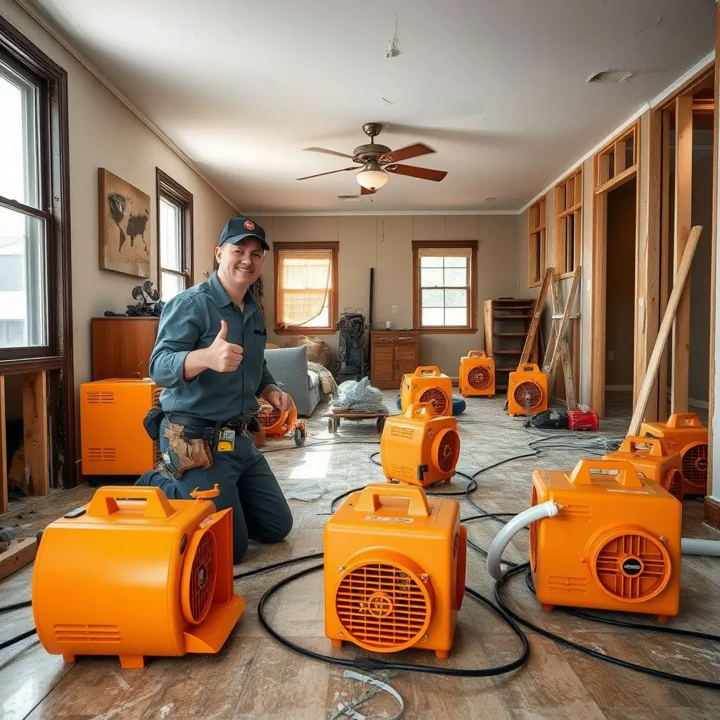 A clean, organized restoration setup inside a Murphy home, featuring high-efficiency dehumidifiers and moisture sensors.
