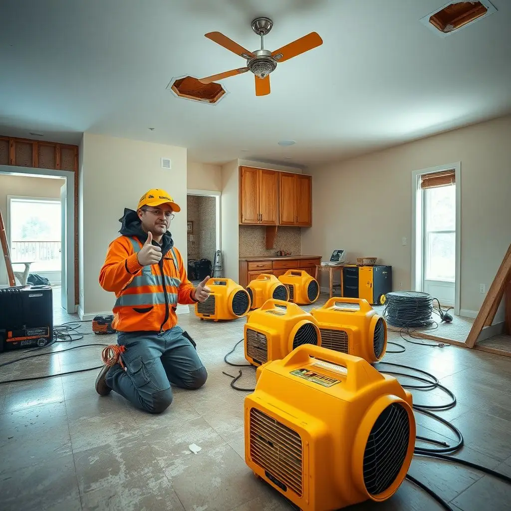 A technician using a thermal imaging camera to detect hidden moisture behind a wall in an Allen residence.