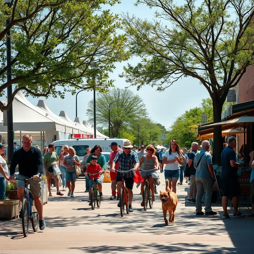 A scenic view of the historic downtown Rockwall square with its unique architecture and local storefronts.